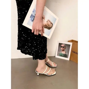 Xajzpa High-Heeled Shoes Lady Ladies' Slippers Med Rubber Flip Flops Slipers Women Jelly Slides Low Fashion Hawaiian Transparent T